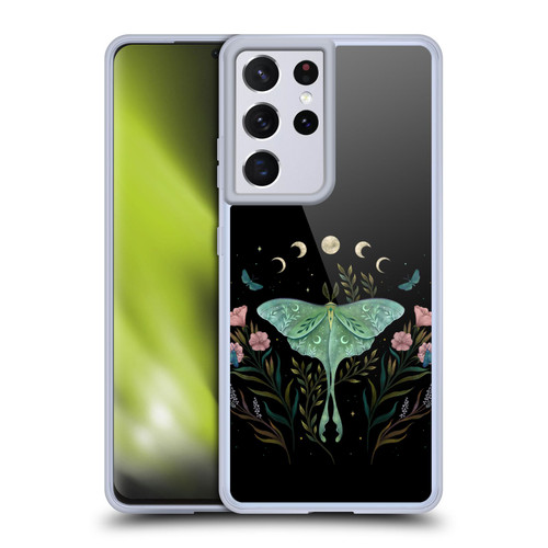 Episodic Drawing Illustration Animals Moth and Flowers Soft Gel Case for Samsung Galaxy S21 Ultra 5G