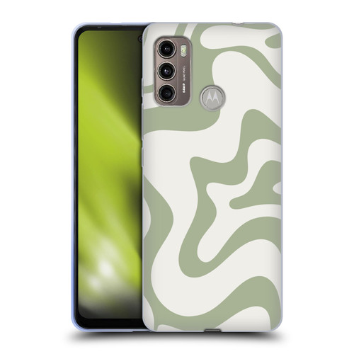Kierkegaard Design Studio Art Retro Liquid Swirl Sage Green Soft Gel Case for Motorola Moto G60 / Moto G40 Fusion
