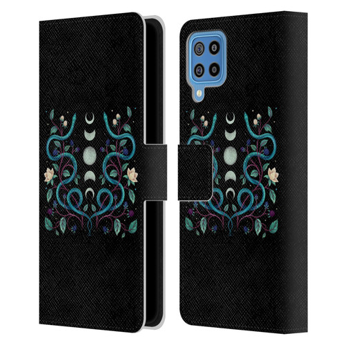 Episodic Drawing Illustration Animals Serpent Moon Leather Book Wallet Case Cover For Samsung Galaxy F22 (2021)