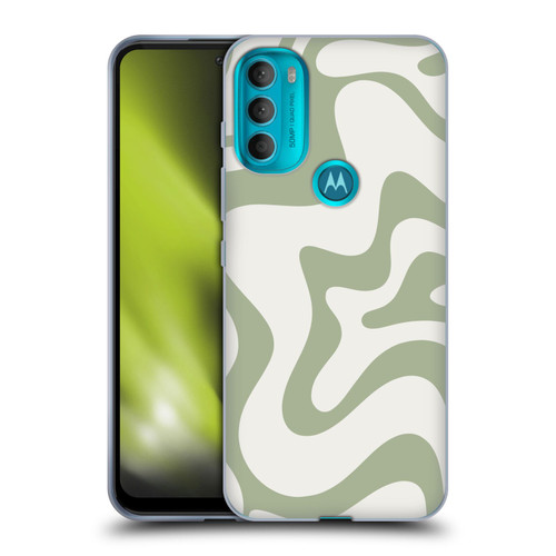 Kierkegaard Design Studio Art Retro Liquid Swirl Sage Green Soft Gel Case for Motorola Moto G71 5G