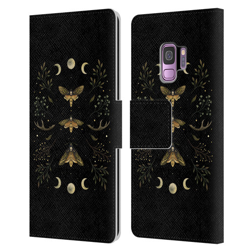 Episodic Drawing Illustration Animals Death Head Moth Night Leather Book Wallet Case Cover For Samsung Galaxy S9