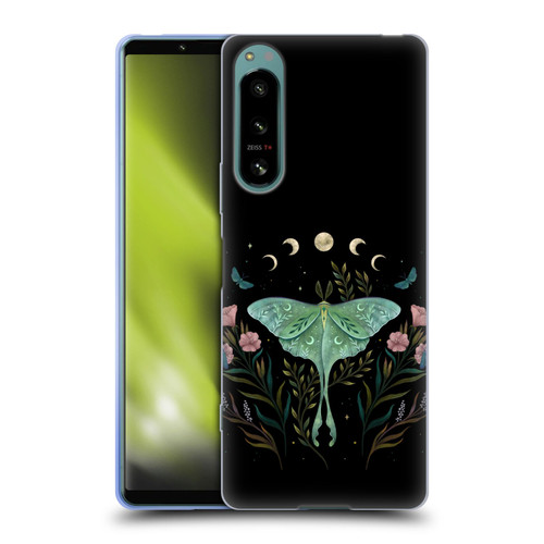 Episodic Drawing Illustration Animals Moth and Flowers Soft Gel Case for Sony Xperia 5 IV