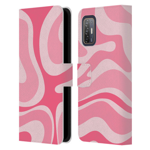 Kierkegaard Design Studio Art Modern Liquid Swirl Candy Pink Leather Book Wallet Case Cover For HTC Desire 21 Pro 5G