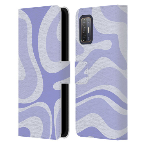 Kierkegaard Design Studio Art Modern Liquid Swirl Purple Leather Book Wallet Case Cover For HTC Desire 21 Pro 5G