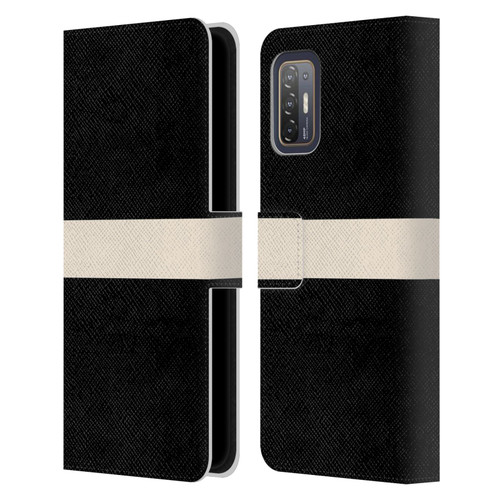 Kierkegaard Design Studio Art Stripe Minimalist Black Cream Leather Book Wallet Case Cover For HTC Desire 21 Pro 5G