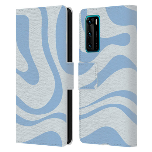 Kierkegaard Design Studio Art Blue Abstract Swirl Pattern Leather Book Wallet Case Cover For Huawei P40 5G