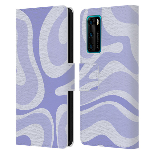 Kierkegaard Design Studio Art Modern Liquid Swirl Purple Leather Book Wallet Case Cover For Huawei P40 5G