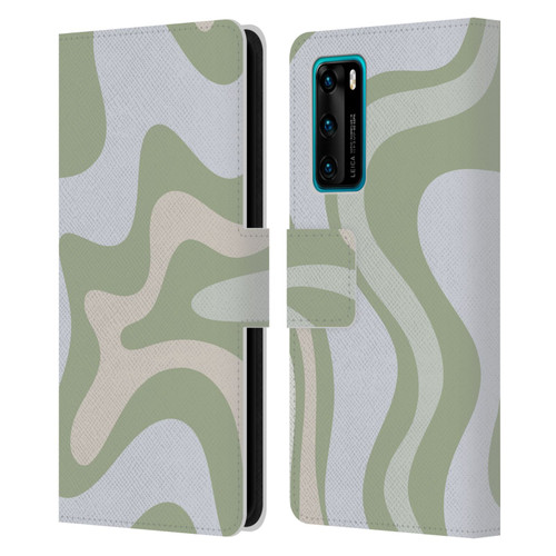Kierkegaard Design Studio Art Retro Swirl Abstract Sage Leather Book Wallet Case Cover For Huawei P40 5G