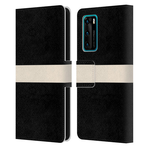 Kierkegaard Design Studio Art Stripe Minimalist Black Cream Leather Book Wallet Case Cover For Huawei P40 5G