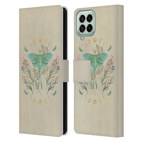Episodic Drawing Illustration Animals Moth, Butterflies, & Flowers Leather Book Wallet Case Cover For Samsung Galaxy M53 (2022)