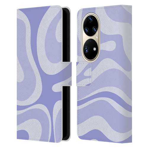 Kierkegaard Design Studio Art Modern Liquid Swirl Purple Leather Book Wallet Case Cover For Huawei P50 Pro