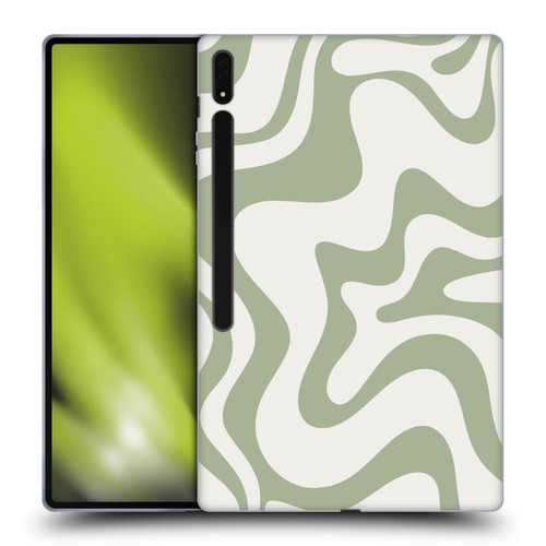 Kierkegaard Design Studio Art Retro Liquid Swirl Sage Green Soft Gel Case for Samsung Galaxy Tab S8 Ultra