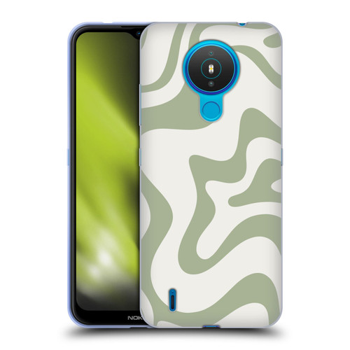 Kierkegaard Design Studio Art Retro Liquid Swirl Sage Green Soft Gel Case for Nokia 1.4