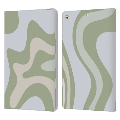 Kierkegaard Design Studio Art Retro Swirl Abstract Sage Leather Book Wallet Case Cover For Apple iPad 10.2 2019/2020/2021