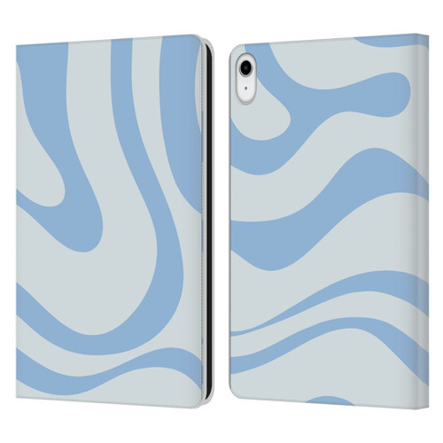 Kierkegaard Design Studio Art Blue Abstract Swirl Pattern Leather Book Wallet Case Cover For Apple iPad 10.9 (2022)