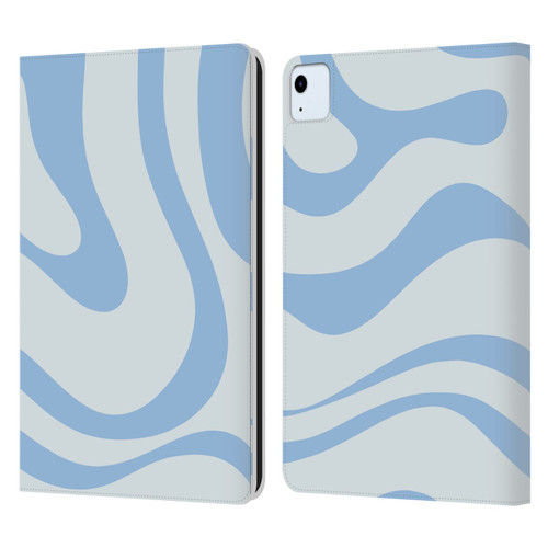 Kierkegaard Design Studio Art Blue Abstract Swirl Pattern Leather Book Wallet Case Cover For Apple iPad Air 2020 / 2022