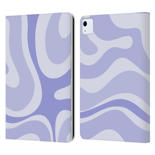 Kierkegaard Design Studio Art Modern Liquid Swirl Purple Leather Book Wallet Case Cover For Apple iPad Air 2020 / 2022