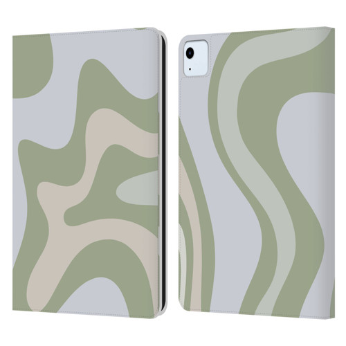 Kierkegaard Design Studio Art Retro Swirl Abstract Sage Leather Book Wallet Case Cover For Apple iPad Air 2020 / 2022