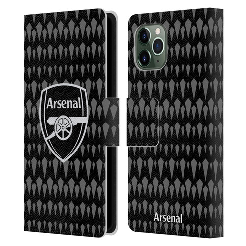 Arsenal FC 2023/24 Crest Kit Home Goalkeeper Leather Book Wallet Case Cover For Apple iPhone 11 Pro