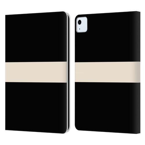 Kierkegaard Design Studio Art Stripe Minimalist Black Cream Leather Book Wallet Case Cover For Apple iPad Air 2020 / 2022