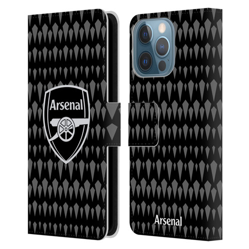 Arsenal FC 2023/24 Crest Kit Home Goalkeeper Leather Book Wallet Case Cover For Apple iPhone 13 Pro