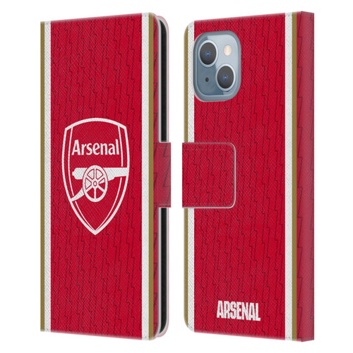 Arsenal FC 2023/24 Crest Kit Home Leather Book Wallet Case Cover For Apple iPhone 14
