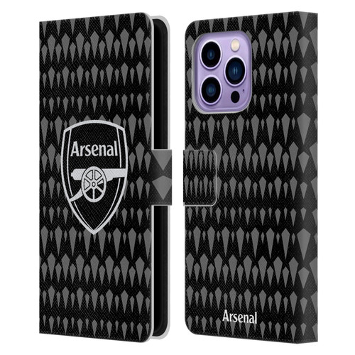 Arsenal FC 2023/24 Crest Kit Home Goalkeeper Leather Book Wallet Case Cover For Apple iPhone 14 Pro Max