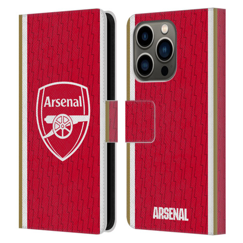 Arsenal FC 2023/24 Crest Kit Home Leather Book Wallet Case Cover For Apple iPhone 14 Pro
