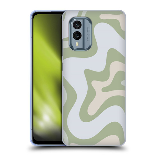 Kierkegaard Design Studio Art Retro Swirl Abstract Sage Soft Gel Case for Nokia X30