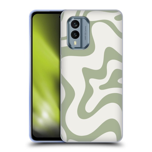 Kierkegaard Design Studio Art Retro Liquid Swirl Sage Green Soft Gel Case for Nokia X30