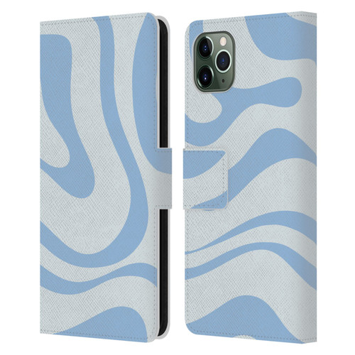 Kierkegaard Design Studio Art Blue Abstract Swirl Pattern Leather Book Wallet Case Cover For Apple iPhone 11 Pro Max