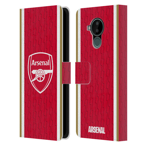 Arsenal FC 2023/24 Crest Kit Home Leather Book Wallet Case Cover For Nokia C30