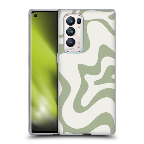 Kierkegaard Design Studio Art Retro Liquid Swirl Sage Green Soft Gel Case for OPPO Find X3 Neo / Reno5 Pro+ 5G