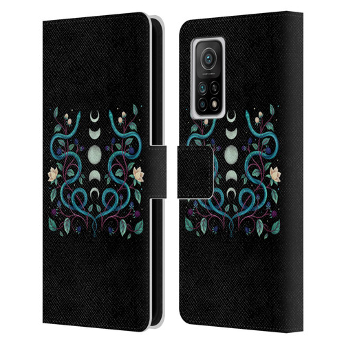 Episodic Drawing Illustration Animals Serpent Moon Leather Book Wallet Case Cover For Xiaomi Mi 10T 5G