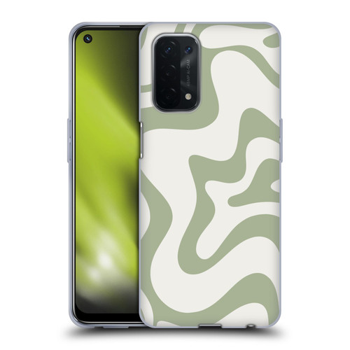 Kierkegaard Design Studio Art Retro Liquid Swirl Sage Green Soft Gel Case for OPPO A54 5G