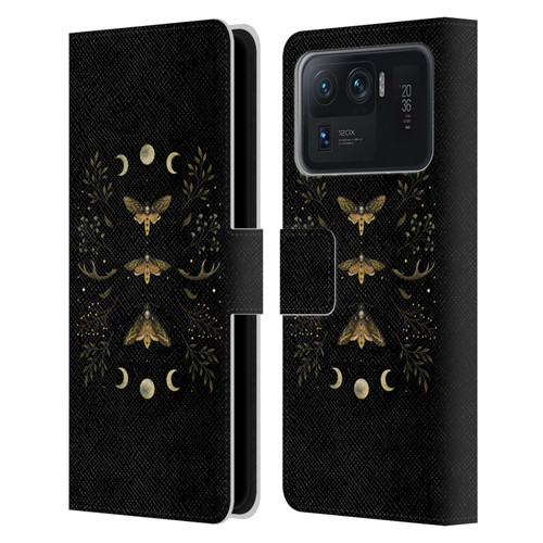 Episodic Drawing Illustration Animals Death Head Moth Night Leather Book Wallet Case Cover For Xiaomi Mi 11 Ultra