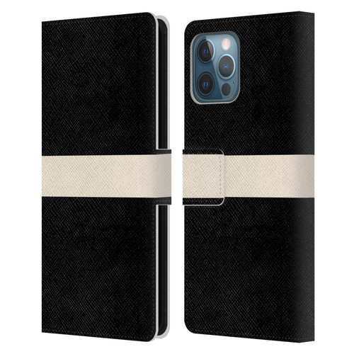 Kierkegaard Design Studio Art Stripe Minimalist Black Cream Leather Book Wallet Case Cover For Apple iPhone 12 Pro Max