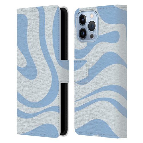 Kierkegaard Design Studio Art Blue Abstract Swirl Pattern Leather Book Wallet Case Cover For Apple iPhone 13 Pro Max