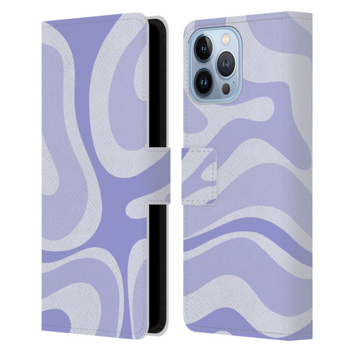 Kierkegaard Design Studio Art Modern Liquid Swirl Purple Leather Book Wallet Case Cover For Apple iPhone 13 Pro Max
