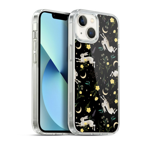 Episodic Drawing Pattern Bunny Night Soft Gel Case for Apple iPhone 13