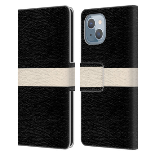 Kierkegaard Design Studio Art Stripe Minimalist Black Cream Leather Book Wallet Case Cover For Apple iPhone 14