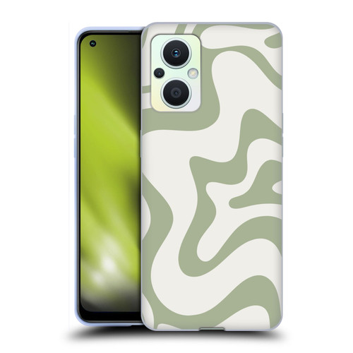 Kierkegaard Design Studio Art Retro Liquid Swirl Sage Green Soft Gel Case for OPPO Reno8 Lite