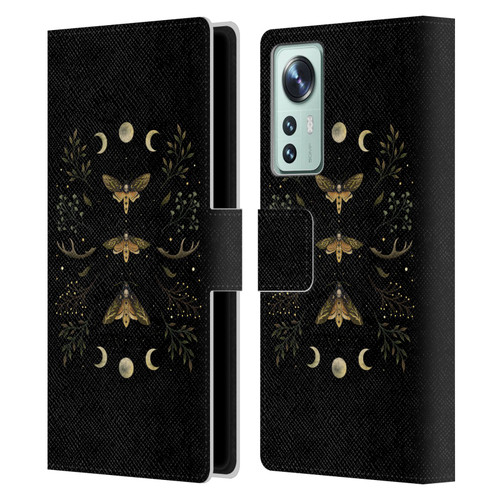 Episodic Drawing Illustration Animals Death Head Moth Night Leather Book Wallet Case Cover For Xiaomi 12