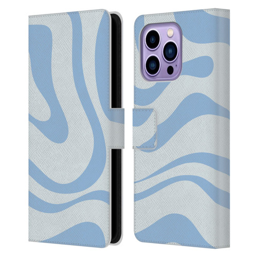 Kierkegaard Design Studio Art Blue Abstract Swirl Pattern Leather Book Wallet Case Cover For Apple iPhone 14 Pro Max