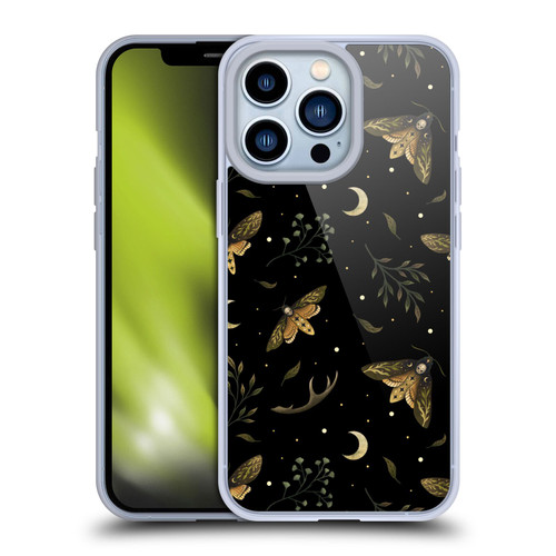 Episodic Drawing Pattern Death Head Moth Soft Gel Case for Apple iPhone 13 Pro