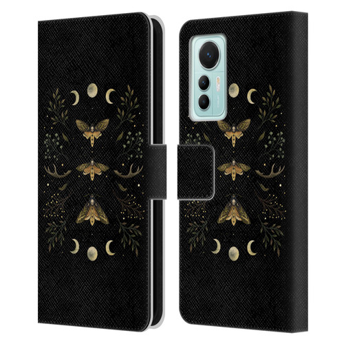 Episodic Drawing Illustration Animals Death Head Moth Night Leather Book Wallet Case Cover For Xiaomi 12 Lite