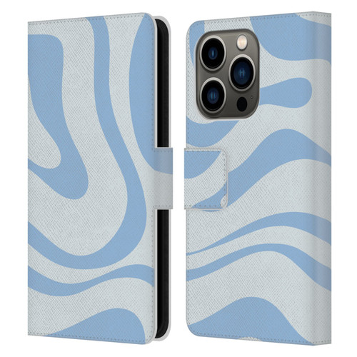 Kierkegaard Design Studio Art Blue Abstract Swirl Pattern Leather Book Wallet Case Cover For Apple iPhone 14 Pro
