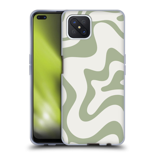 Kierkegaard Design Studio Art Retro Liquid Swirl Sage Green Soft Gel Case for OPPO Reno4 Z 5G