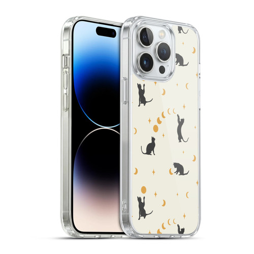 Episodic Drawing Pattern Cat And Moon Soft Gel Case for Apple iPhone 14 Pro Max & MagSafe