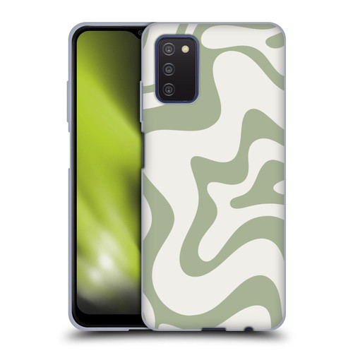 Kierkegaard Design Studio Art Retro Liquid Swirl Sage Green Soft Gel Case for Samsung Galaxy A03s (2021)